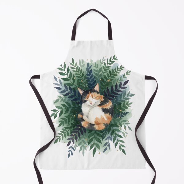 Item preview, Sleeping Calico Cat in Greenery – Watercolor Botanical Cat Illustration designed and sold by YYoYY.