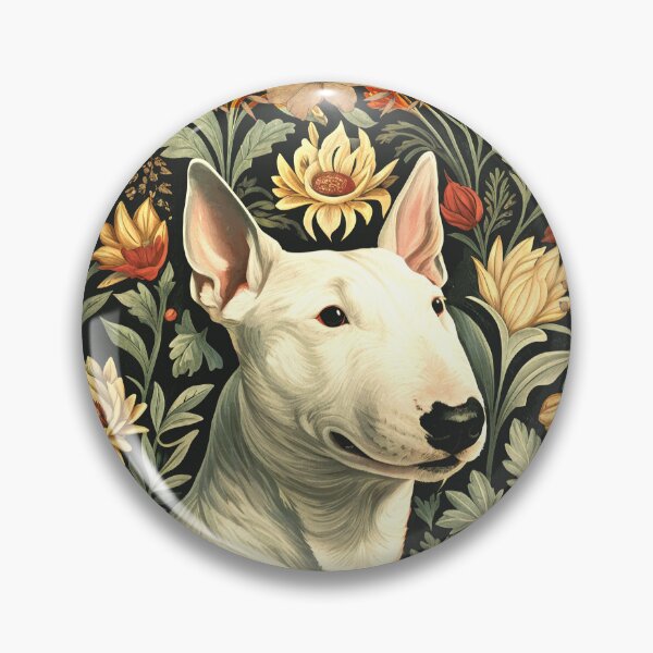 Item preview, English Bull Terrier Vintage Botanical Tapestry designed and sold by AntiqueImages.