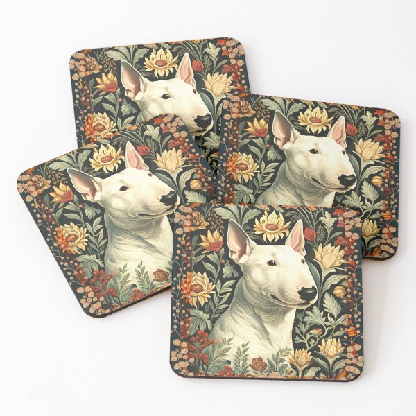 Item preview, English Bull Terrier Vintage Botanical Tapestry designed and sold by AntiqueImages.