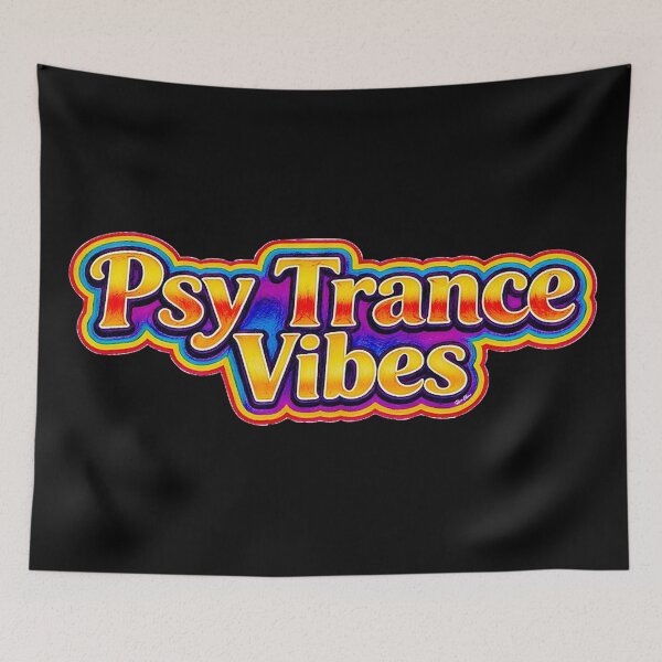 Artikelvorschau, Psytrance-Vibes, psychedelisches, farbenfrohes Retro-Festival-Design entworfen und verkauft von Hen-C-Art.