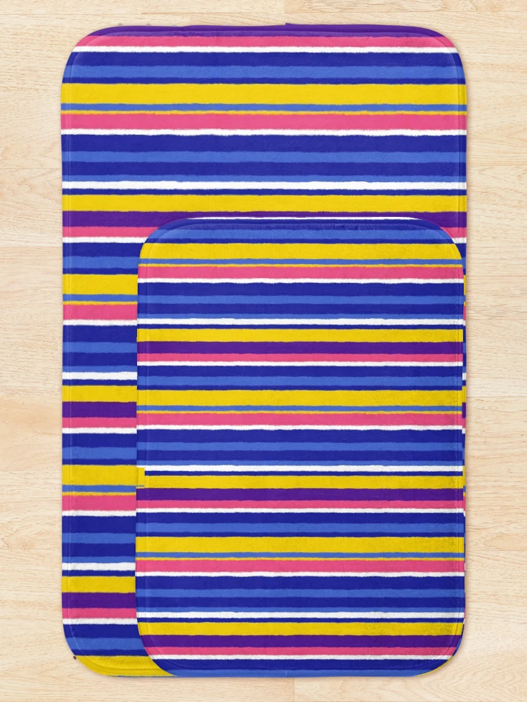 Thumbnail 5 of 6, Bath Mat, Colorful Retro Racing Stripes Pattern designed and sold by bubblegoth.
