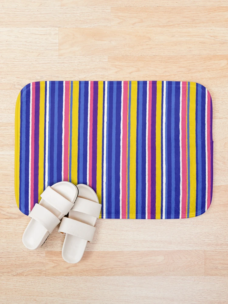 Thumbnail 1 of 6, Bath Mat, Colorful Retro Racing Stripes Pattern designed and sold by bubblegoth.