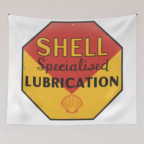 Item preview, Vintage Shell Specialized Lubrication Octagonal Porcelain Sign designed and sold by CharlieDesings.