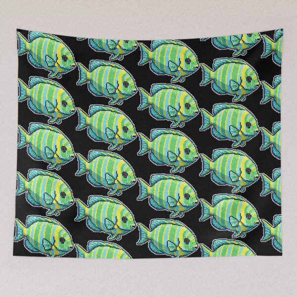 Item preview, Majestic Angelfish - Royal Blue and Yellow Embroidery Style Art designed and sold by NandaFajarSu.