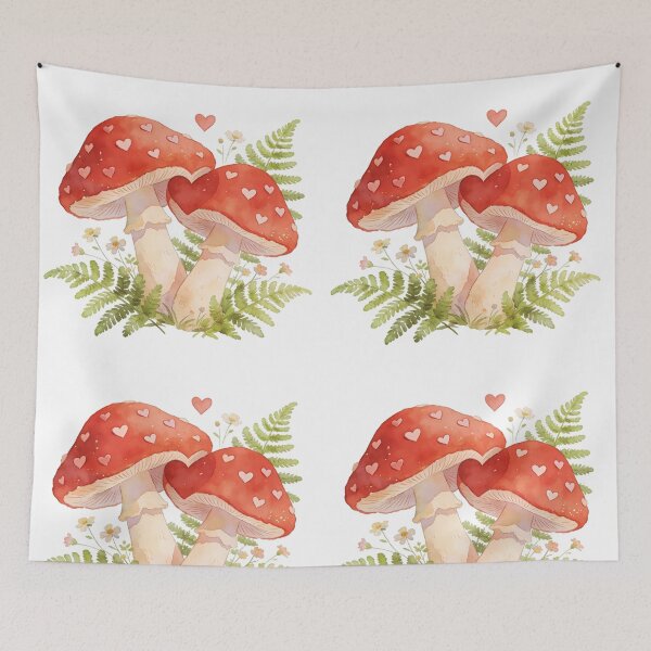 Item preview, Watercolor Mushroom Heart Cottagecore Valentine designed and sold by Flowing Colurs.