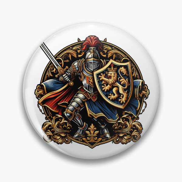Item preview, Medieval Knight Lion Shield Heraldic Emblem Art designed and sold by DrawDrip.