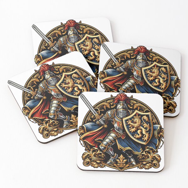 Item preview, Medieval Knight Lion Shield Heraldic Emblem Art designed and sold by DrawDrip.