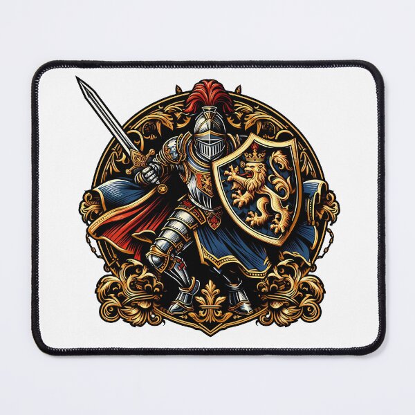 Item preview, Medieval Knight Lion Shield Heraldic Emblem Art designed and sold by DrawDrip.