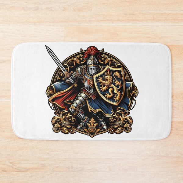 Item preview, Medieval Knight Lion Shield Heraldic Emblem Art designed and sold by DrawDrip.
