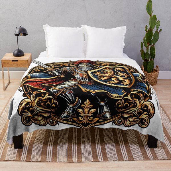 Item preview, Medieval Knight Lion Shield Heraldic Emblem Art designed and sold by DrawDrip.