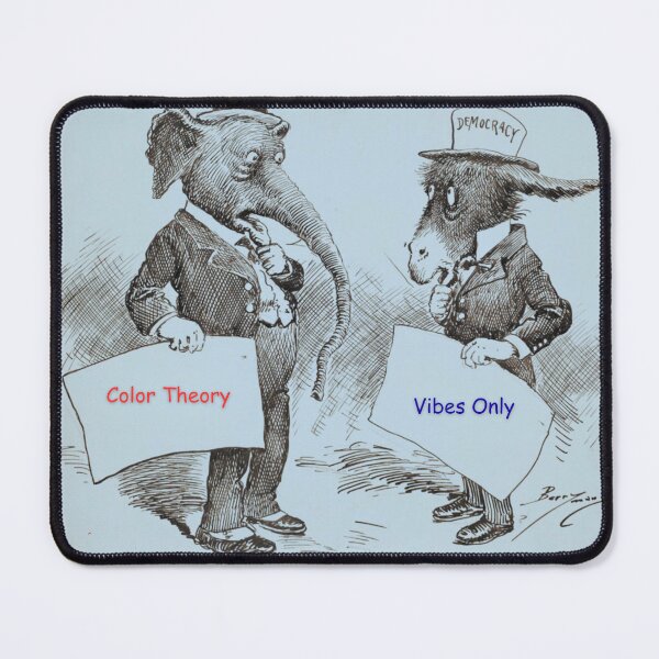 Item preview, Elephant and Donkey: Color Theory vs. Vibes Only designed and sold by NoisyNosyNancy.