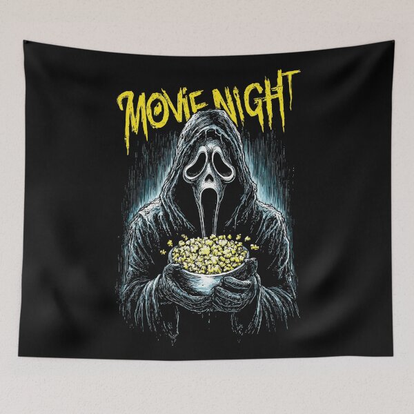 Item preview, Movie Night Funny Popcorn Spooky Masked Character Comedy Horror Parody designed and sold by Gaviani Design Studio.