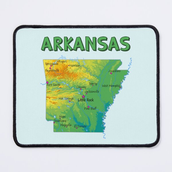 Item preview, Arkansas State Map - Cities and Topography Edition designed and sold by mashmosh.