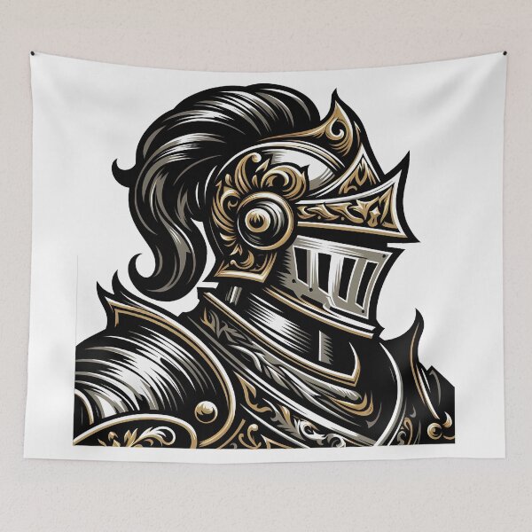 Item preview, Medieval Knight Helmet Profile Ornate Armor Art designed and sold by DrawDrip.