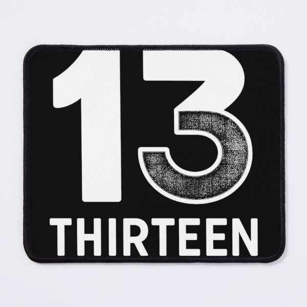 Item preview, "Thirteen" lucky number with minimalist text (black and white negative ver) designed and sold by Moonshroomarts.
