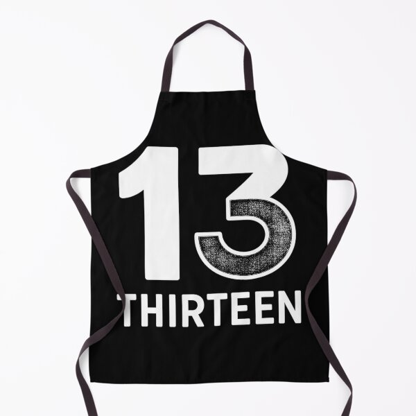 Item preview, "Thirteen" lucky number with minimalist text (black and white negative ver) designed and sold by Moonshroomarts.