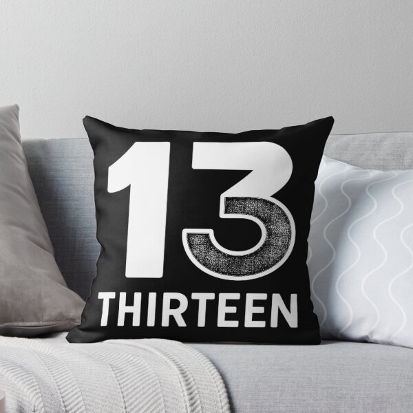 Item preview, "Thirteen" lucky number with minimalist text (black and white negative ver) designed and sold by Moonshroomarts.