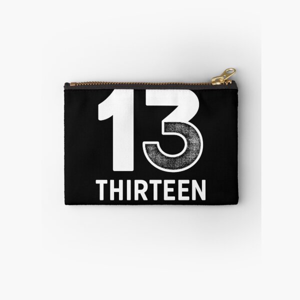 Item preview, "Thirteen" lucky number with minimalist text (black and white negative ver) designed and sold by Moonshroomarts.