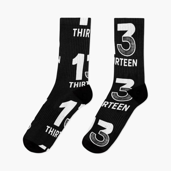 Item preview, "Thirteen" lucky number with minimalist text (black and white negative ver) designed and sold by Moonshroomarts.