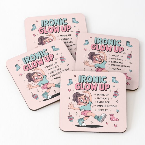 Item preview, Ironic Glow Up Check Funny Self Care Aesthetic Cartoon Art designed and sold by SplashTastic.