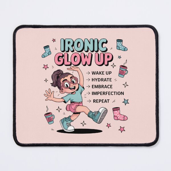 Item preview, Ironic Glow Up Check Funny Self Care Aesthetic Cartoon Art designed and sold by SplashTastic.