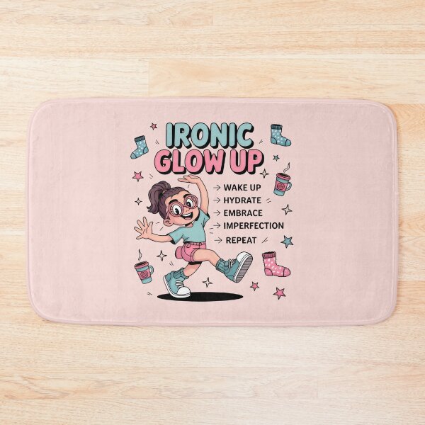 Item preview, Ironic Glow Up Check Funny Self Care Aesthetic Cartoon Art designed and sold by SplashTastic.