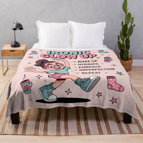 Item preview, Ironic Glow Up Check Funny Self Care Aesthetic Cartoon Art designed and sold by SplashTastic.