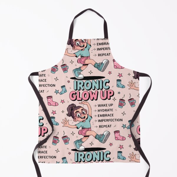 Item preview, Ironic Glow Up Check Funny Self Care Aesthetic Cartoon Art designed and sold by SplashTastic.