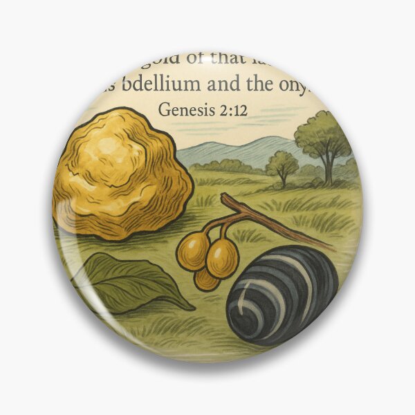 Item preview, Genesis 2:12 Bible Verse Art – Gold, Onyx Stone & Creation Illustration designed and sold by astersgraphics.