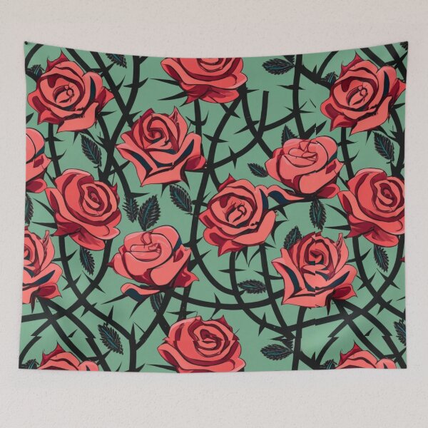 Item preview, logo pattern illustration graphics graffiti red black green black vines, thorns, wallpaper designed and sold by gulka8.