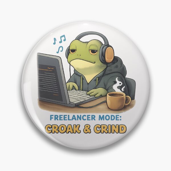Item preview, Freelancer Mode: Croak & Grind – Cute Frog Work From Home Illustration designed and sold by SidTastic .