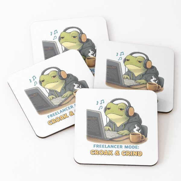 Item preview, Freelancer Mode: Croak & Grind – Cute Frog Work From Home Illustration designed and sold by SidTastic .