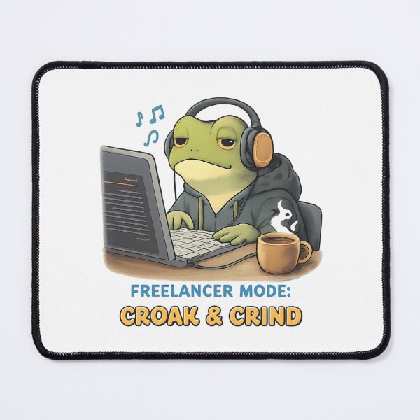 Item preview, Freelancer Mode: Croak & Grind – Cute Frog Work From Home Illustration designed and sold by SidTastic .