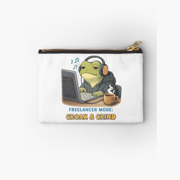 Item preview, Freelancer Mode: Croak & Grind – Cute Frog Work From Home Illustration designed and sold by SidTastic .