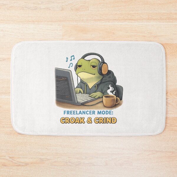 Item preview, Freelancer Mode: Croak & Grind – Cute Frog Work From Home Illustration designed and sold by SidTastic .