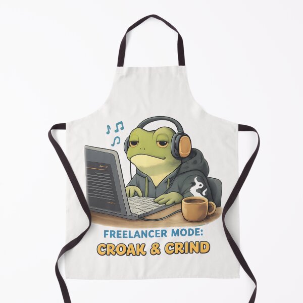 Item preview, Freelancer Mode: Croak & Grind – Cute Frog Work From Home Illustration designed and sold by SidTastic .