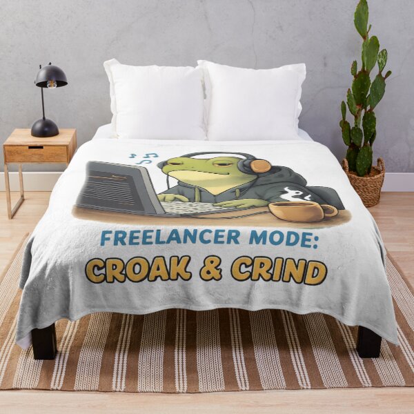 Item preview, Freelancer Mode: Croak & Grind – Cute Frog Work From Home Illustration designed and sold by SidTastic .