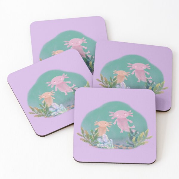 Item preview, Axolotl in a crystal lake purple background designed and sold by NaliniLe.