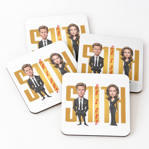 Item preview, Funny caricature of Mr. and Mrs. Smith Angelina Jolie and Brad Pitt designed and sold by vectorlove.