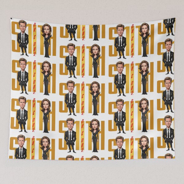 Item preview, Funny caricature of Mr. and Mrs. Smith Angelina Jolie and Brad Pitt designed and sold by vectorlove.