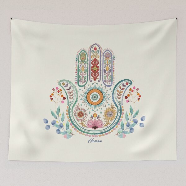 Item preview, Decorative Hamsa Hand with Mandala and Flowers – Spiritual Art of Protection and Harmony designed and sold by JuanaDesigns.