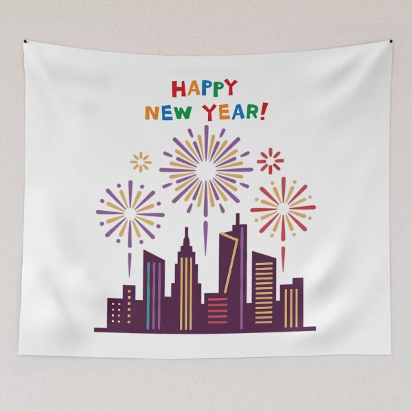 Item preview, Happy New Year And Fireworks Over The City. designed and sold by Dinasshop.