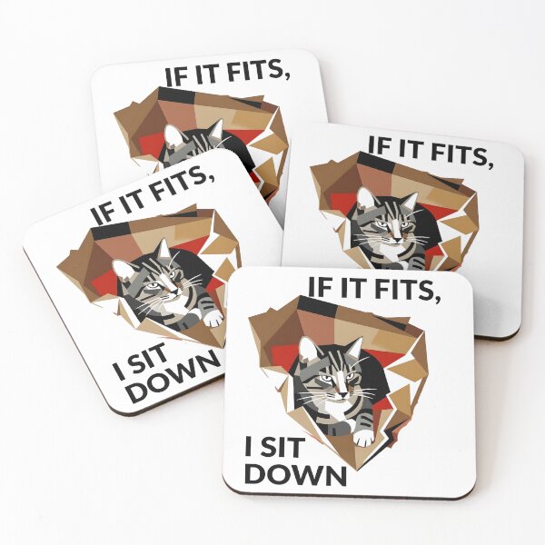 Item preview, If It Fits, I Sit – Geometric Cat in a Box  Tags designed and sold by Pukisdaizi.