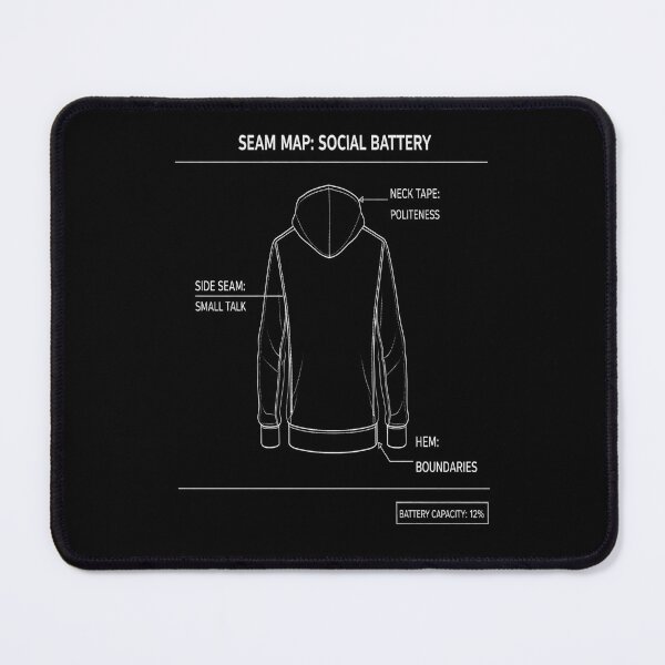 Item preview, Seam Map: Social Battery Hoodie Blueprint (Battery Capacity 12%) designed and sold by POD DYNASTY.