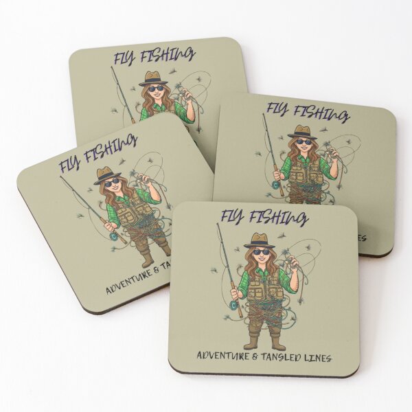 Item preview, Adventures & tangled lines funny fisherman girl cartoon designed and sold by Stefanrajzer.