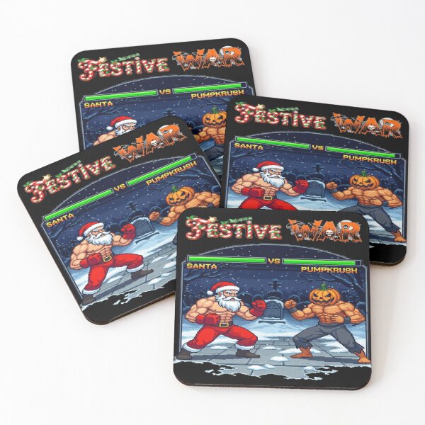 Item preview, Festive War – Pixel Art Christmas Street Fighter Style Santa vs Pumpkin Fighter designed and sold by PunkVerseStudio.
