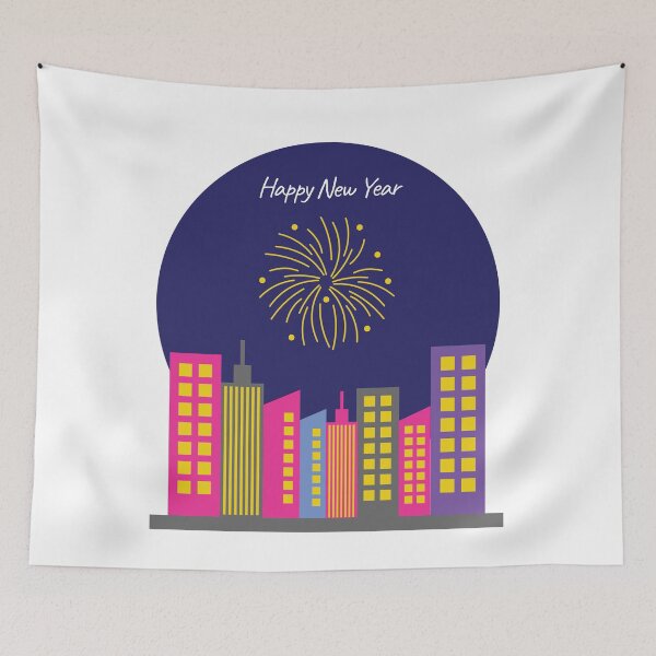 Item preview, Happy New Year And Fireworks Over The City. designed and sold by Dinasshop.
