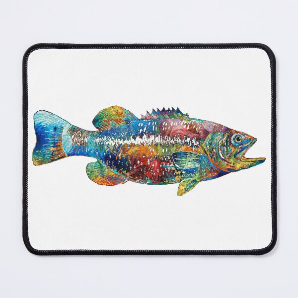 Item preview, Colorful Large Mouth Bass Fish On White designed and sold by Sharon Cummings Art.