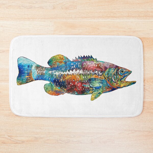 Item preview, Colorful Large Mouth Bass Fish On White designed and sold by Sharon Cummings Art.
