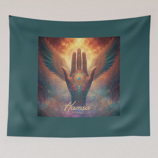 Item preview, Spiritual Hamsa Hand with Wings and Mandala – Symbol of Protection and Energy designed and sold by JuanaDesigns.